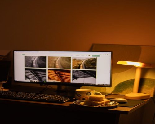 work desk with soft light